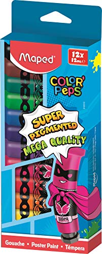 Maped M810510 - Gouache-Farben Color'Peps in Schachtel, mehrere Farben, 12 x 12 ml von Maped