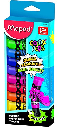 Maped 810510 Gouachefarbe COLOR'PEPS, in Tube, 12er Kartonetui von Maped