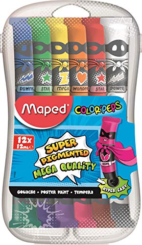 Maped M810520 - Gouache-Farben Color'Peps in Kunststoffbox, mehrere Farben, 12 x 12 ml von Maped