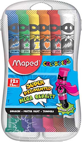 Maped M810520 - Gouache-Farben Color'Peps in Kunststoffbox, mehrere Farben, 12 x 12 ml von Maped