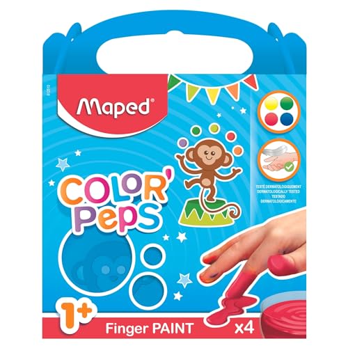 Maped M812510 - Fingermalfarbe Color'Peps, für Malanfänger, mehrere Farben, 4 x 80 g von Maped