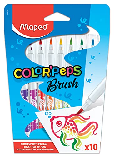Maped - Pinsel-Filzstifte COLOR'PEPS BRUSH mit flexibler Spitze - x10 Stifte von Maped