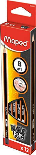 Maped M850024 Bleistifte Black'Peps, B, 12 Stück, schwarz/orange von Maped