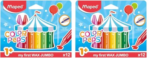 Maped M861311 - Wachsmalstifte Color Peps Wax Jumbo, 12 Stück (Packung mit 2) von Maped