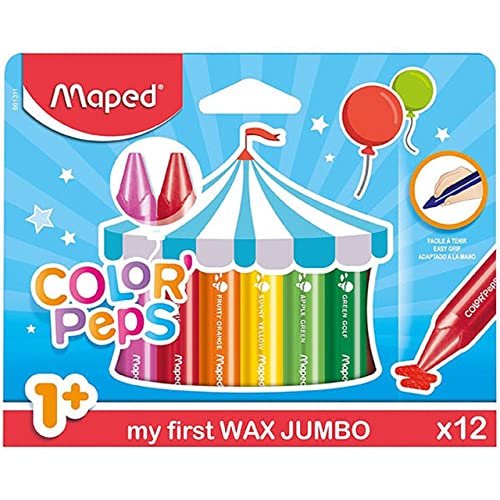 Maped M861311 - Wachsmalstifte Color Peps Wax Jumbo, 12 Stück von Maped
