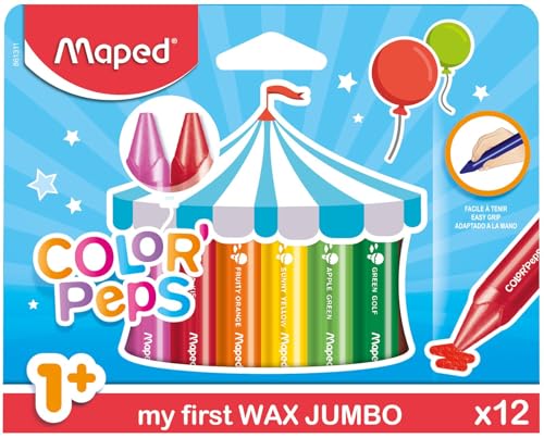 Maped M861311 - Wachsmalstifte Color Peps Wax Jumbo, 12 Stück von Maped