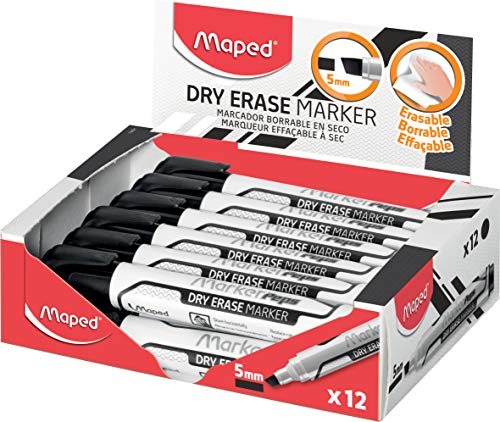 Maped Marker, trocken abwischbar, Schwarz, 12 Stück Maped Marker, trocken abwischbar, Schwarz, 12 Stück von Maped