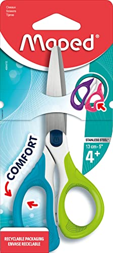 Maped - Schul- und Bastel-Schere SENSOFT 13 cm - asymmetrisch - abgerundete Klingen - grün von Maped
