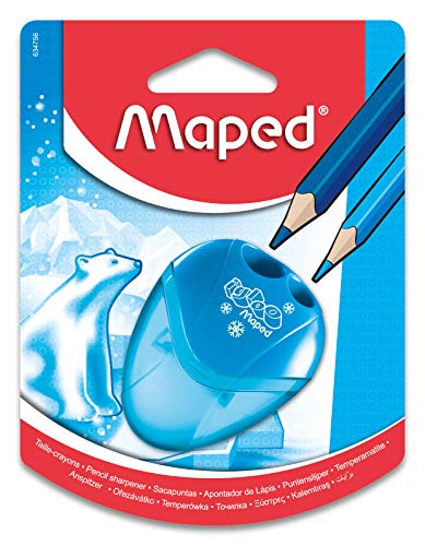 Maped - Schulmaterial - Bleistiftspitzer I Gloo - Bleistiftspitzer mit Tank - Mit 2 Spitzlöchern - Kompakte Gehäusegröße - 3 verschiedene Designs von Maped Helix USA