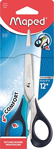 Maped - Sensoft 16-cm-Schere mit weichen Ringen und 3D-Ergonomie - Schulschere ab 12 Jahren - Für Mittel- und Oberstufe - Bequeme und angenehme Ringe - Blau/Schwarz Maped - Sensoft 16-cm-Schere mit weichen Ringen und 3D-Ergonomie - Schulschere ab 12 Jahren - Für Mittel- und Oberstufe - Bequeme und angenehme Ringe - Blau/Schwarz von Maped