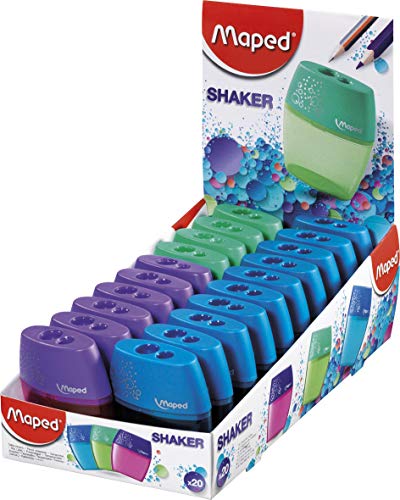 Maped Shaker 534755 Bleistiftspitzer mit 2 Löchern, verschiedene Farben, 20 Stück Maped Shaker 534755 Bleistiftspitzer mit 2 Löchern, verschiedene Farben, 20 Stück von Maped