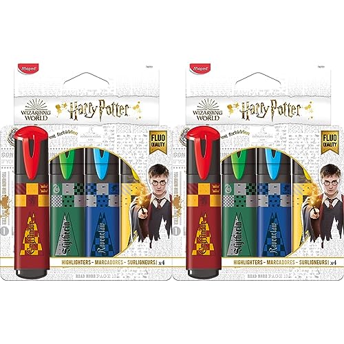 Maped - Textmarker, Markierstift HARRY POTTER - x4 Marker, Mehrfarbig, 740701 (Packung mit 2) von Maped