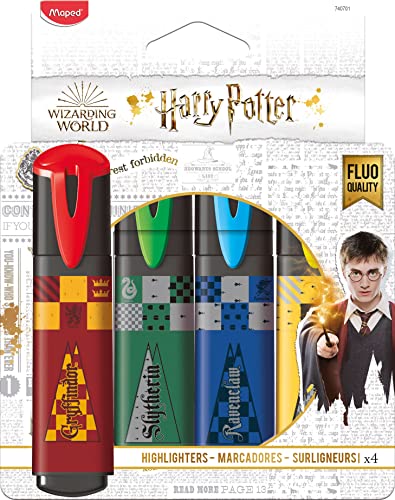 Maped - Textmarker, Markierstift HARRY POTTER - x4 Marker, Mehrfarbig, 740701 von Maped