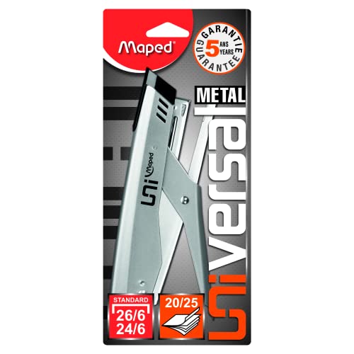 Maped - Universal-Heftklammer aus Metall – kompatibel mit Heftklammern Nr. 24/6 und 26/6 – Kapazität 20 bis 25 Blatt – mit 400 Heftklammern 26/6 inklusive – Grau Maped - Universal-Heftklammer aus Metall – kompatibel mit Heftklammern Nr. 24/6 und 26/6 – Kapazität 20 bis 25 Blatt – mit 400 Heftklammern 26/6 inklusive – Grau von Maped