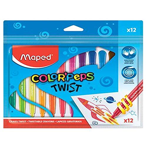 Maped - ausdrehbare Wachsmalstifte COLOR'PEPS TWIST - x12 Stifte, 860612 von Maped