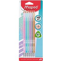 maped Black Peps Bleistifte HB farbsortiert und Glitzer mit Radierer, 6 St. maped Black Peps Bleistifte HB farbsortiert und Glitzer mit Radierer, 6 St. von Maped