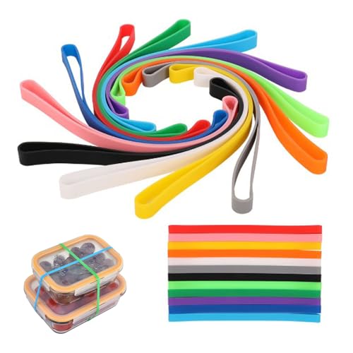 12 Stück Bunte Gummibänder, 20x1cm Bunte Elastische Bänder, Mülleimer Gummiband, Gummibänder Breit, Wiederverwendbar, für Bücher, Klemmbrett, Notebook, Große Kordeln, Boxen, Außenausrüstung von Maple Plentiful