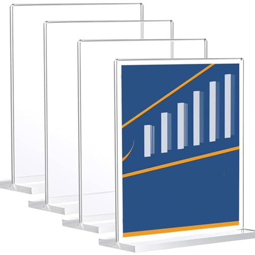 4 Stück Tischaufsteller Preisschilder Kartenhalter Acryl Gute Stabilität Tischnummern Hochzeit Speisekartenhalter Für Prospekte Werbung Fotorahmen Menükarte, Büro, Restaurant, Cafe, Shop von Maple Plentiful