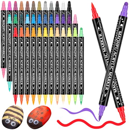 Maqhpu 36 Farben Acrylstifte, Acrylstifte für Steine Wasserfest, Steine zum Bemalen Stifte Set, Dual Tip Multimarker Acrylmarker für Holz, Glas, Papier, Keramik, Basteln Erwachsene Kinder Maqhpu 36 Farben Acrylstifte, Acrylstifte für Steine Wasserfest, Steine zum Bemalen Stifte Set, Dual Tip Multimarker Acrylmarker für Holz, Glas, Papier, Keramik, Basteln Erwachsene Kinder von Maqhpu