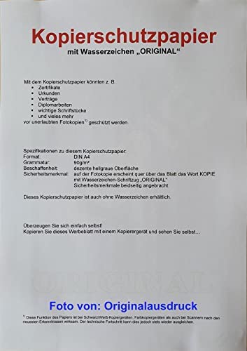 Kopierschutzpapier, DIN A4, 90g/m², 500 Blatt, mit Wasserzeicheneffekt von MarBet Media