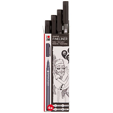 Graphix Fineliner, schwarz, 4 Stifte Graphix Fineliner, schwarz, 4 Stifte von Marabu