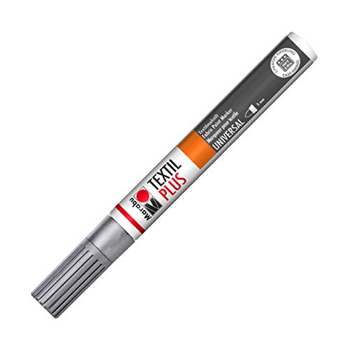 Marabu 01180003782 - Textil Painter plus, silber 782, Strichstärke ca. 3 mm, Stoffmalstift für helle und dunkle Stoffe, auf Wasserbasis, weicher Griff, nach Fixierung waschbeständig bis 40°C Marabu 01180003782 - Textil Painter plus, silber 782, Strichstärke ca. 3 mm, Stoffmalstift für helle und dunkle Stoffe, auf Wasserbasis, weicher Griff, nach Fixierung waschbeständig bis 40°C von Marabu