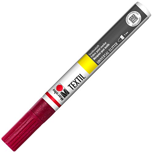 Marabu 01190003532 - Textil Painter Glitter rot 532, Strichstärke ca. 3 mm, Stoffmalstift für helle und dunkle Stoffe, auf Wasserbasis, weicher Griff, nach Fixierung waschbeständig bis 40°C Marabu 01190003532 - Textil Painter Glitter rot 532, Strichstärke ca. 3 mm, Stoffmalstift für helle und dunkle Stoffe, auf Wasserbasis, weicher Griff, nach Fixierung waschbeständig bis 40°C von Marabu