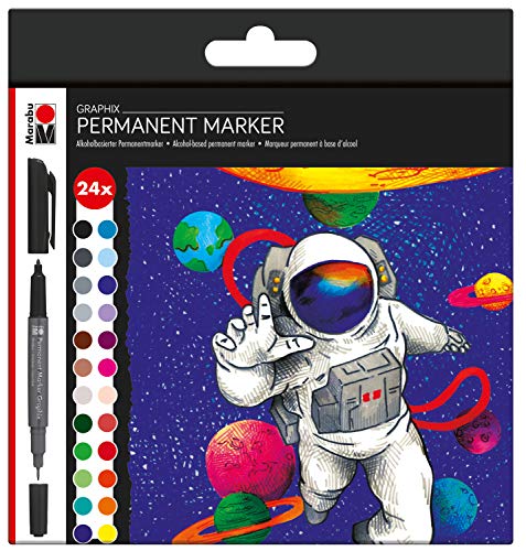 Marabu 0147000000102 - Permanent Marker Graphix 24er Set Hero of Galaxy, mit Doppelspitze 1-2 mm und 0,5 mm, brillante Farben, schnelltrocknende, alkoholbasierte Tinte, geruchsarm und wasserfest Marabu 0147000000102 - Permanent Marker Graphix 24er Set Hero of Galaxy, mit Doppelspitze 1-2 mm und 0,5 mm, brillante Farben, schnelltrocknende, alkoholbasierte Tinte, geruchsarm und wasserfest von Marabu