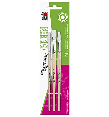 Marabu 0175000000200 - GREEN LINE Pinsel-Set, drei Synthetikhaarpinsel, veganes Pinselhaar, unbehandelter Pinselstiel aus Holz Marabu 0175000000200 - GREEN LINE Pinsel-Set, drei Synthetikhaarpinsel, veganes Pinselhaar, unbehandelter Pinselstiel aus Holz von Marabu