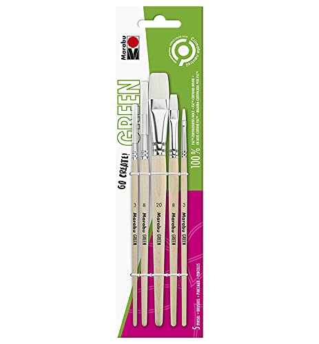 Marabu 0175000000201 - GREEN LINE Pinsel-Set, fünf Synthetikhaarpinsel, veganes Pinselhaar, unbehandelter Pinselstiel aus Holz Marabu 0175000000201 - GREEN LINE Pinsel-Set, fünf Synthetikhaarpinsel, veganes Pinselhaar, unbehandelter Pinselstiel aus Holz von Marabu
