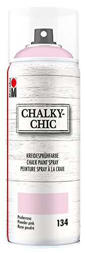 Marabu 02630018134 - Chalky Chic Spray, puderrosa 400 ml, deckende, matte Kreide-Sprühfarbeauf Wasserbasis, für samtweiche Oberfläche auf Holz, Metall und Kunststoff, Used Look durch Anschleifen von Marabu