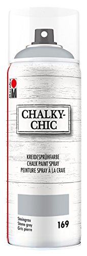 Marabu 02630018169 - Chalky Chic Spray, steingrau 400 ml, deckende, matte Kreide-Sprühfarbeauf Wasserbasis, für samtweiche Oberfläche auf Holz, Metall und Kunststoff, Used Look durch Anschleifen von Marabu