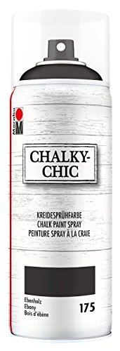 Marabu 02630018175 - Chalky Chic Spray, ebenholz 400 ml, deckende, matte Kreide-Sprühfarbeauf Wasserbasis, für samtweiche Oberfläche auf Holz, Metall und Kunststoff, Used Look durch Anschleifen von Marabu