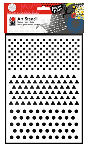 Marabu 0285000000008 - Art Stencil, Motivschablone für effektvolles Schablonieren auf Papier, Keilrahmen, Holz und Textilien, PVC - frei, lasergeschnitten, wiederverwendbar, DIN A4, Basic Combination von Marabu