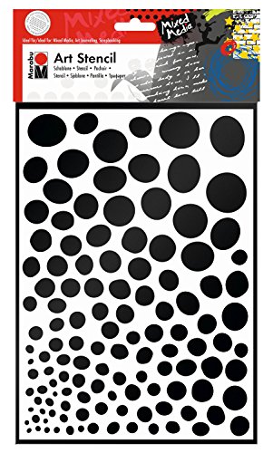 Marabu 0285000000011 - Art Stencil, Motivschablone für effektvolles Schablonieren auf Papier, Keilrahmen, Holz und Textilien, PVC - frei, lasergeschnitten, wiederverwendbar, DIN A4, Growing Dots von Marabu