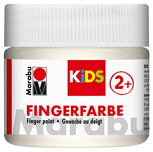 Marabu 03030050070 - Kids Fingerfarbe weiß 100 ml, Fingermalfarbe auf Wasserbasis, parabenfrei, vegan, laktosefrei, glutenfrei, geeignet zum Malen in Kindergarten, Schule, Therapie und zu Hause von Marabu
