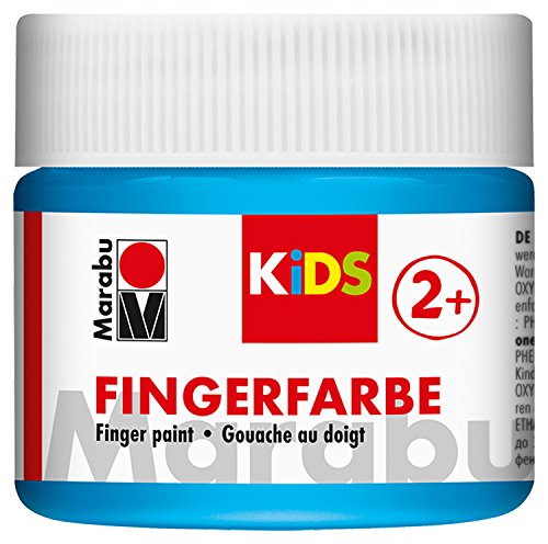 Marabu 03030050090 - Kids Fingerfarbe hellblau 100 ml, Fingermalfarbe auf Wasserbasis, parabenfrei, vegan, laktosefrei, glutenfrei, geeignet zum Malen in Kindergarten, Schule, Therapie und zu Hause von Marabu