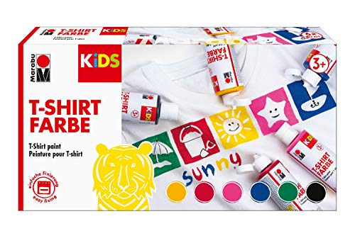 Marabu 0308000000001 - Kids T-Shirt Farbe, 6 x 80 ml, Stoffmalfarbe für Kinder, für kreative Designs auf hellen Textilien, nach Fixierung waschbeständig bis 60 °C, ideal für Kinder Marabu 0308000000001 - Kids T-Shirt Farbe, 6 x 80 ml, Stoffmalfarbe für Kinder, für kreative Designs auf hellen Textilien, nach Fixierung waschbeständig bis 60 °C, ideal für Kinder von Marabu