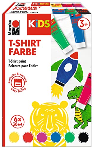 Marabu 0308000000010 - KiDS T-Shirt Farbe, Stoffmalfarbe zum Gestalten, 6 x 36 ml, nach Fixierung waschbeständig bis 60 °C, für Kinder ab 3 Jahren Marabu 0308000000010 - KiDS T-Shirt Farbe, Stoffmalfarbe zum Gestalten, 6 x 36 ml, nach Fixierung waschbeständig bis 60 °C, für Kinder ab 3 Jahren von Marabu