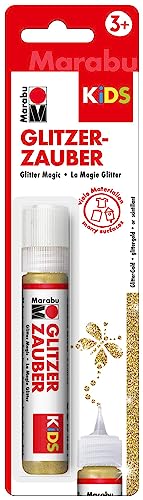 Marabu 03100059584 - Kids Glitzerzauber, glitter gold 25 ml im Liner, Glitzer Farbe für Kinder auf Wasserbasis, kindgerechte Farbe für Glitzereffekte auf Papier, Holz, Glas und Textilien von Marabu