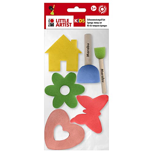 Marabu KiDS Little Artist, Schwammstempel Set für Kinder ab 3 Jahren, Schaumstoff Stempel und Schablonierpinsel, inkl. 2 Stupfpinsel und 4 Malschwämmchen, 0318000000012 Marabu KiDS Little Artist, Schwammstempel Set für Kinder ab 3 Jahren, Schaumstoff Stempel und Schablonierpinsel, inkl. 2 Stupfpinsel und 4 Malschwämmchen, 0318000000012 von Marabu