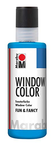 Marabu 04060004095 - Window Color fun & fancy, azurblau 80 ml, Fensterfarbe auf Wasserbasis, ablösbar auf glatten Flächen wie Glas, Spiegel, Fliesen und Folie von Marabu