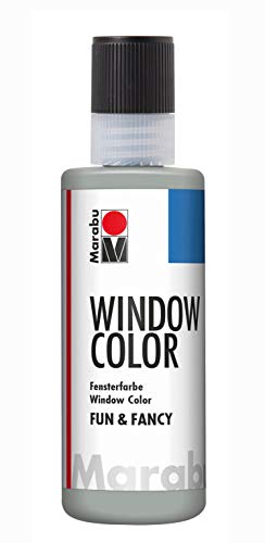 Marabu 04060004082 - Window Color fun & fancy, Konturenfarbe silber 80 ml, auf Wasserbasis, ablösbar auf glatten Flächen wie Glas, Spiegel, Fliesen und Folie von Marabu