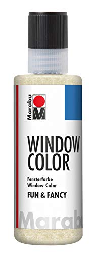 Marabu 04060004584 - Window Color fun & fancy, glitzer gold 80 ml, Fensterfarbe mit Glitter Farbe auf Wasserbasis, ablösbar auf glatten Flächen wie Glas, Spiegel, Fliesen und Folie von Marabu