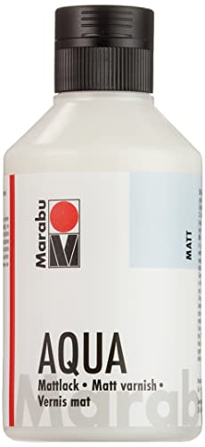 Marabu 11360013000 - Farbloser aqua Mattlack, transparent 250 ml Flasche, matter Acryl-Lack auf Wasserbasis, für Hobby und Freizeit, zum Lackieren vieler Bastelarbeiten und Materialien von Marabu