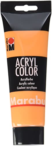 Marabu 12010025013 - Acryl Color orange 225 ml, cremige Acrylfarbe auf Wasserbasis, schnell trocknend, lichtecht, wasserfest, zum Auftragen mit Pinsel und Schwamm auf Leinwand, Papier und Holz von Marabu