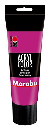 Marabu 12010025014 - Acryl Color magenta 225 ml, cremige Acrylfarbe auf Wasserbasis, schnell trocknend, lichtecht, wasserfest, zum Auftragen mit Pinsel und Schwamm auf Leinwand, Papier und Holz von Marabu
