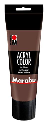 Marabu 12010025040 - Acryl Color mittelbraun 225 ml, cremige Acrylfarbe auf Wasserbasis, schnell trocknend, lichtecht, wasserfest, zum Auftragen mit Pinsel und Schwamm auf Leinwand, Papier und Holz von Marabu