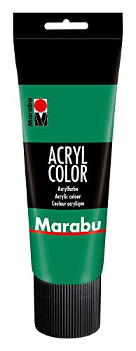 Marabu 12010025067 - Acryl Color saftgrün 225 ml, cremige Acrylfarbe auf Wasserbasis, schnell trocknend, lichtecht, wasserfest, zum Auftragen mit Pinsel und Schwamm auf Leinwand, Papier und Holz von Marabu
