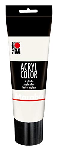 Marabu 12010025070 - Acryl Color weiß 225 ml, cremige Acrylfarbe auf Wasserbasis, schnell trocknend, lichtecht, wasserfest, zum Auftragen mit Pinsel und Schwamm auf Leinwand, Papier und Holz Marabu 12010025070 - Acryl Color weiß 225 ml, cremige Acrylfarbe auf Wasserbasis, schnell trocknend, lichtecht, wasserfest, zum Auftragen mit Pinsel und Schwamm auf Leinwand, Papier und Holz von Marabu